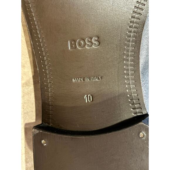 Boss Men\'s Derrek Apron Toe Penny Loafers Size 10 Black Slip On Made in Italy main image 7